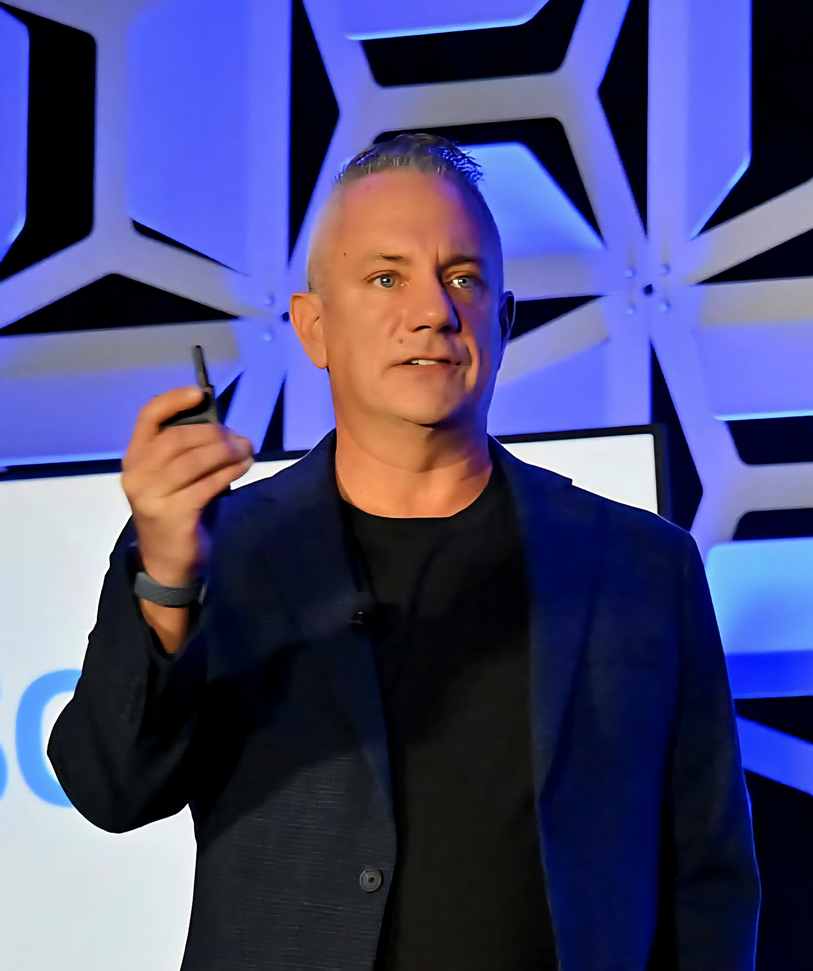 Scott Barlow speaking on stage